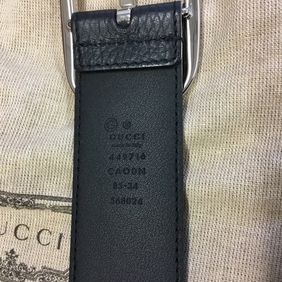 Authentic Gucci Belt Black leather chrome Gucci buckle size 85-34 - Picture 5 of 11